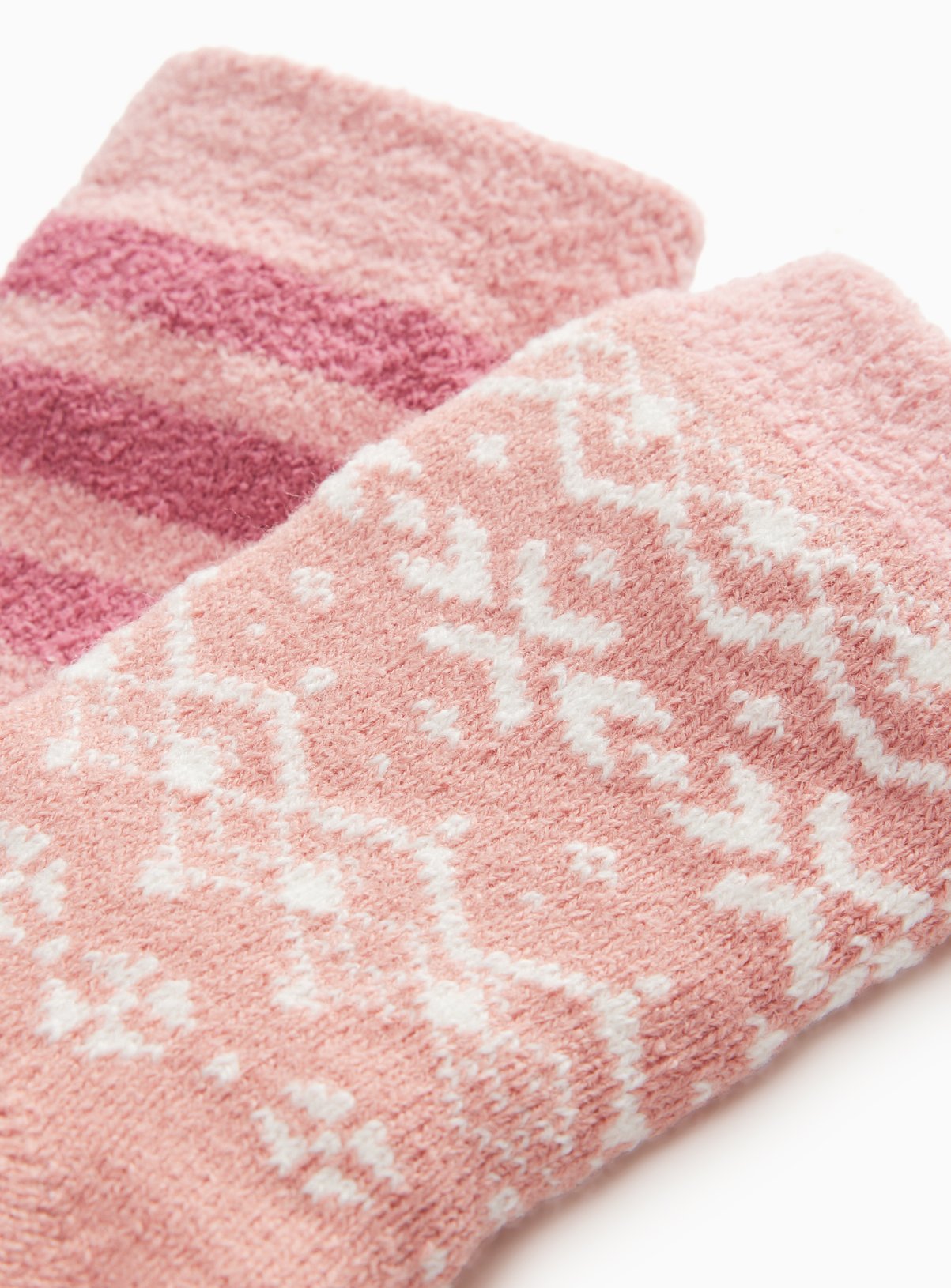 Pink Fairisle Cosy Ankle Socks 2 Pack 4-8 - Image 2 thumbnail